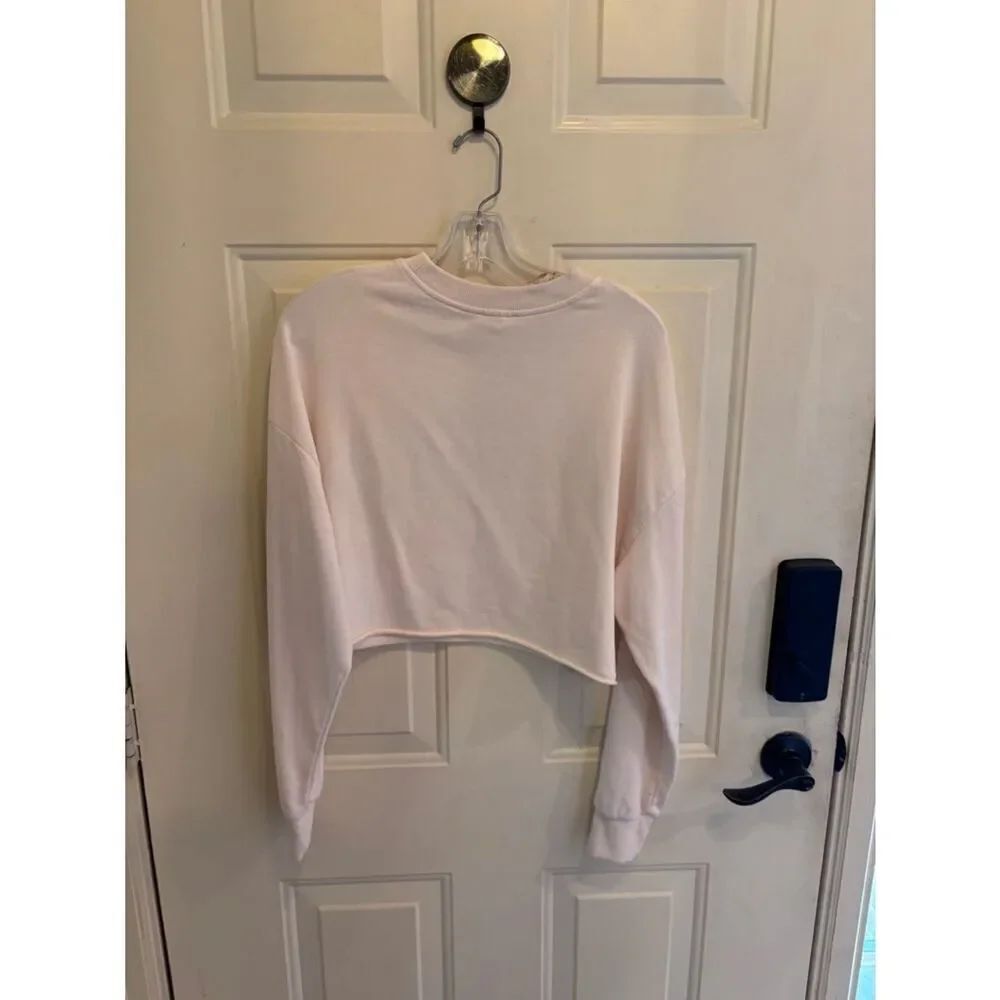 Anthropologie BaeVely Cream Cropped 'Howdy' Sweatshirt with Pastel Lettering - Picture 4 of 5